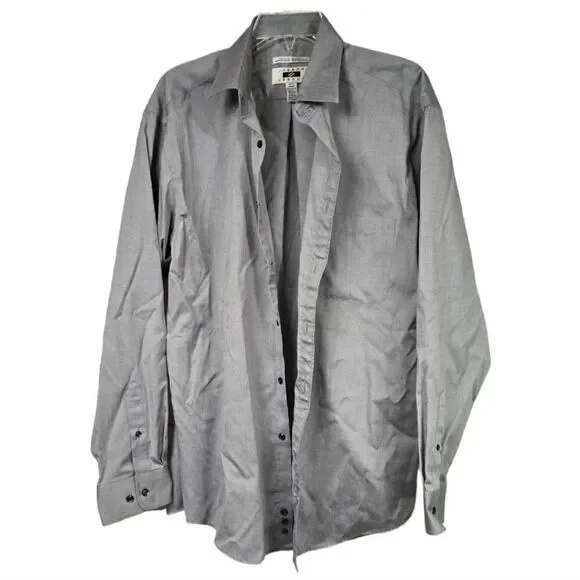 Joseph Abboud Egyptian Cotton Non-Iron Dress Shirt Gray Classic Fit 16.5 34/35 - Picture 11 of 11